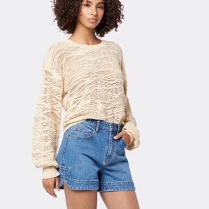 Soft Joie Women's Cream Lace Knit Sweater